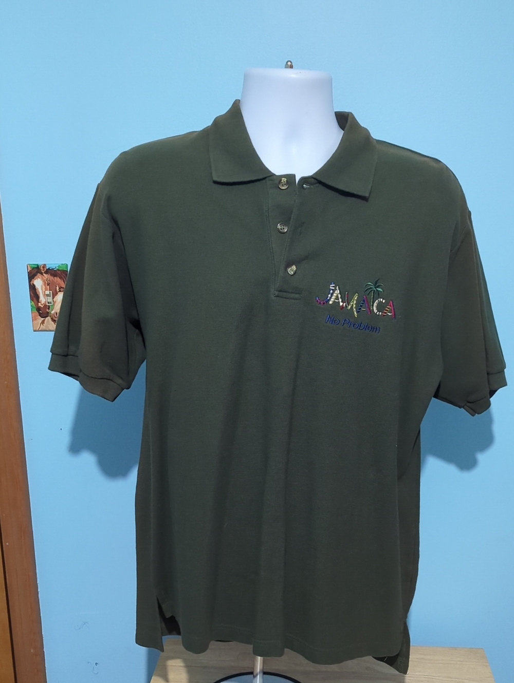 Jamaica Embroidered Polo Shirt - Olive Green